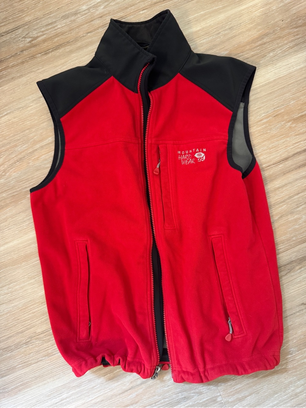 Mountain Hardwear Soft Shell Fleece Vest Red Black Full Zip Men’s M